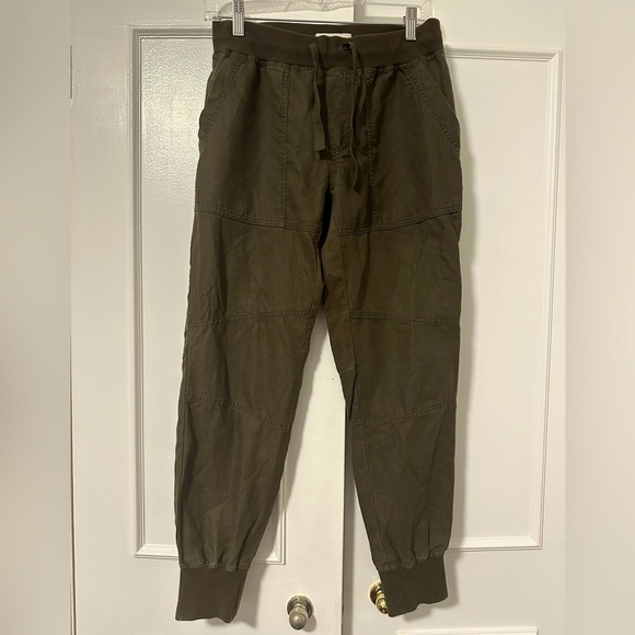 TNA Army Green Cargo Jogger Pants Size Small Women’s Linen Blend - Picture 1 of 11
